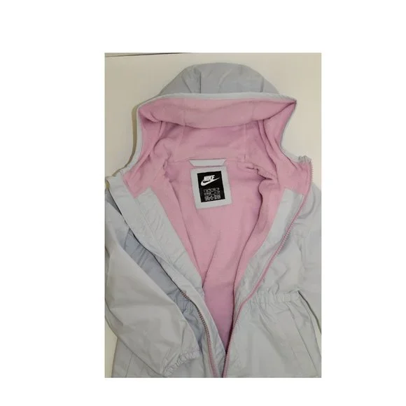 Girls Nike Ripstop Hooded Anorak Full-Zip Jacket Pure Platinum Size:4